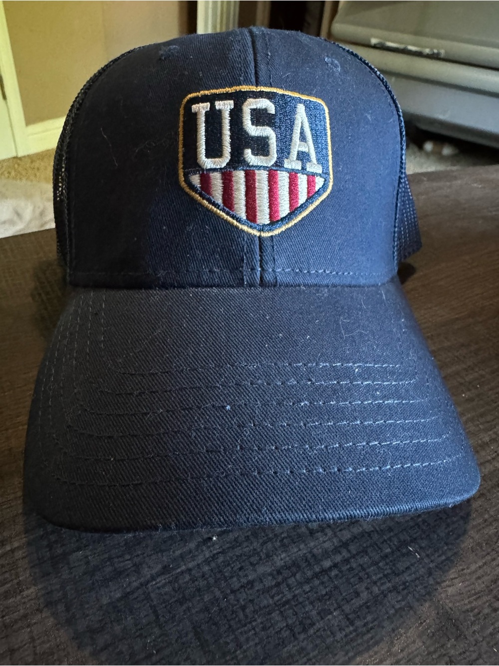 Navy USA Embroidered Trucker Hat
